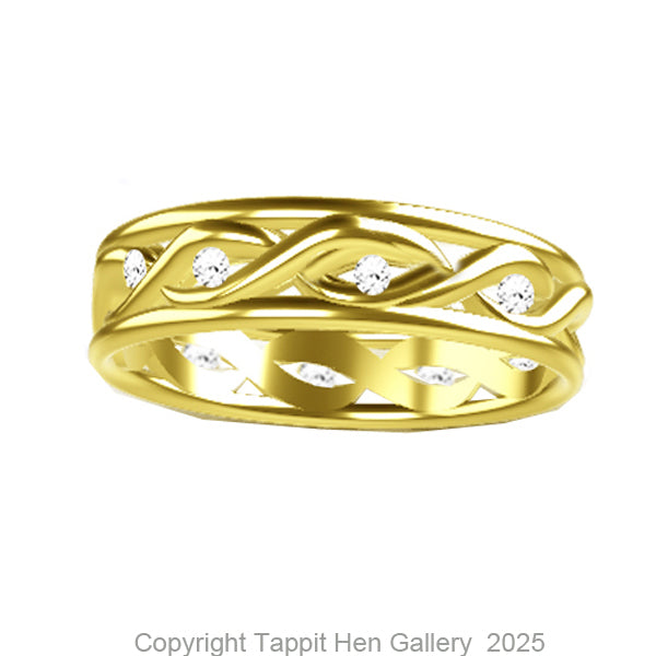 Celtic Flow Piped Twist Diamond Wedding Ring in 9ct Yellow Gold Celtic Flow Piped Twist Diamond Wedding Ring in 9ct Yellow Gold