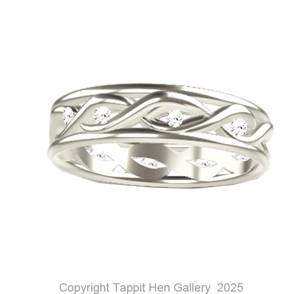 Celtic Flow Piped Twist Diamond Wedding Ring in 9ct White Gold Celtic Flow Piped Twist Diamond Wedding Ring in 9ct White Gold