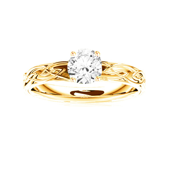 EDINBURGH CELTIC FLOWS DIAMOND ENGAGEMENT RING IN 9CT YELLOW GOLD DIAM Tappit Hen Gallery