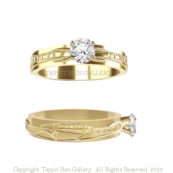Bespoke Edinburgh Castle Engagement Ring in Yellow Gold Bespoke Edinburgh Castle Engagement Ring in Yellow Gold