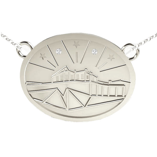 EDINBURGH CASTLE WITH STARS NECKLACE IN WHITE GOLD Tappit Hen Gallery