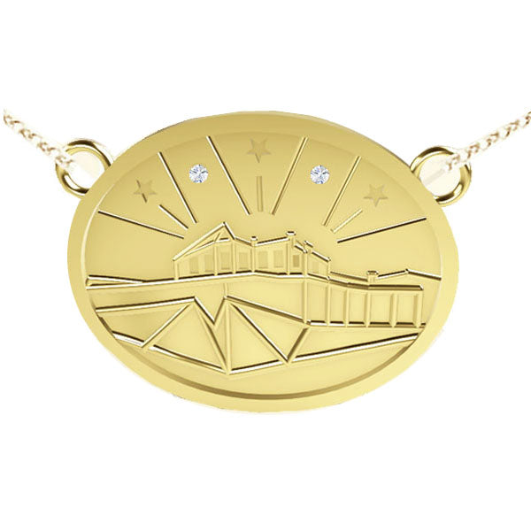 EDINBURGH CASTLE WITH STARS NECKLACE IN YELLOW GOLD