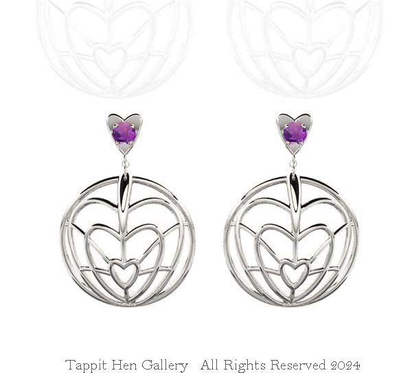 Everlasting love Drop Earrings in Silver with Amethyst