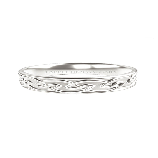 NARROW EDINBURGH CELTIC KNOT WORK WEDDING RING IN SILVER