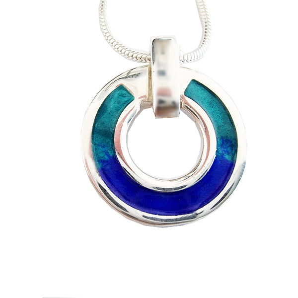 OPEN ROUND OCEAN ENAMEL NECKLACE IN STERLING SILVER