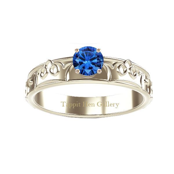 ROYAL EDINBURGH LUCKENBOOTH SAPPHIRE ENGAGEMENT RING IN 9CT WHITE GOLD