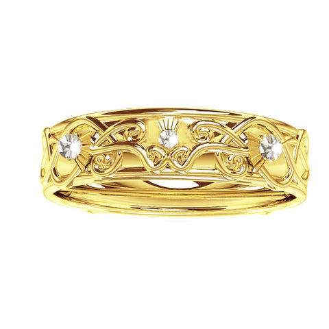 Scottish Thistle Edinburgh Celtic Ring with Diamonds