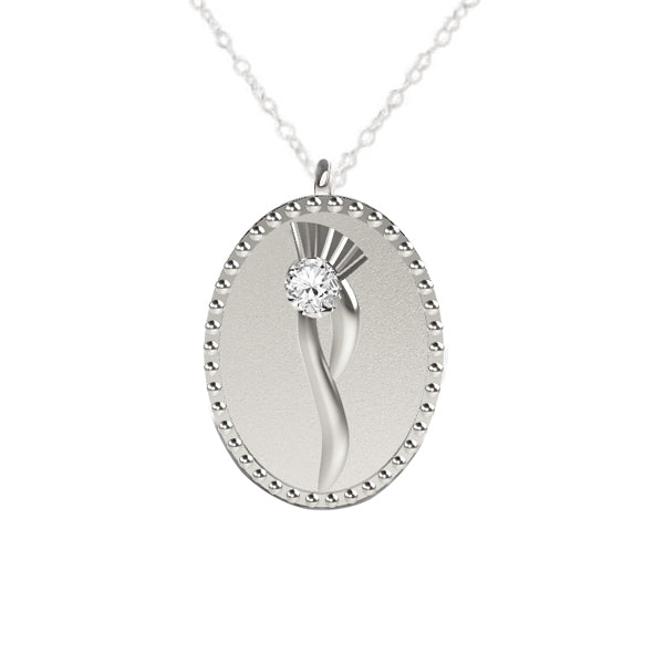 DIAMOND SCOTTISH THISTLE FLOW NECKLACE IN WHITE GOLD