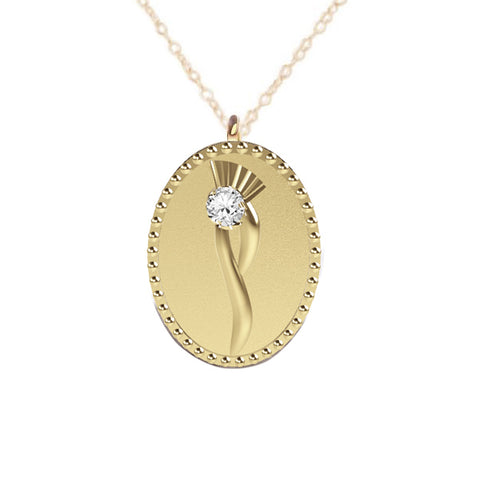DIAMOND SCOTTISH THISTLE FLOW NECKLACE IN YELLOW GOLD