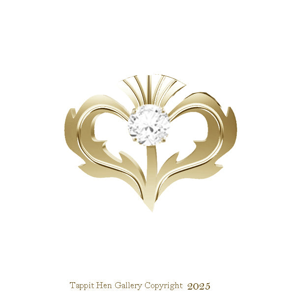 Edinburgh Wild Thistle Brooch in 9ct Yellow Gold with Lab Grown Diamond Edinburgh Wild Thistle Brooch in 9ct Yellow Gold with Lab Grown Diamond