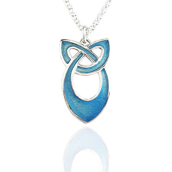 Green Enamelled Trinity knot Silver Necklace Green Enamelled Trinity knot Silver Necklace