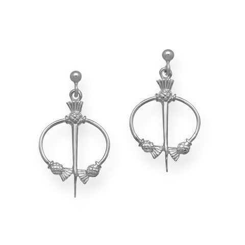 Thistle Torque Earrings in Sterling Silver