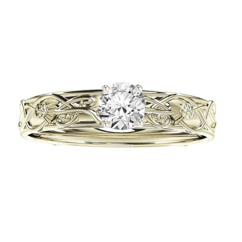 Scottish Thistle Edinburgh Celtic Diamond Engagement Ring