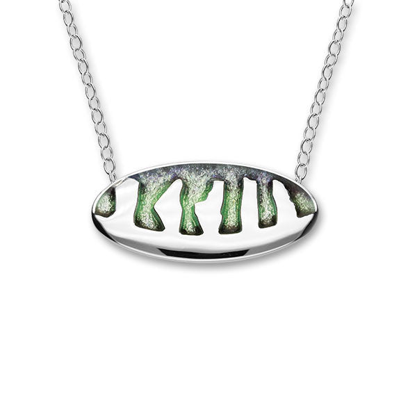 Ring of Brodgar Standing Stones Silver Oval Necklet Ring of Brodgar Standing Stones Silver Oval Necklet