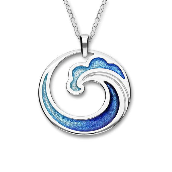 Coastal Waves Celtic Enamelled Pendant in Sterling Silver