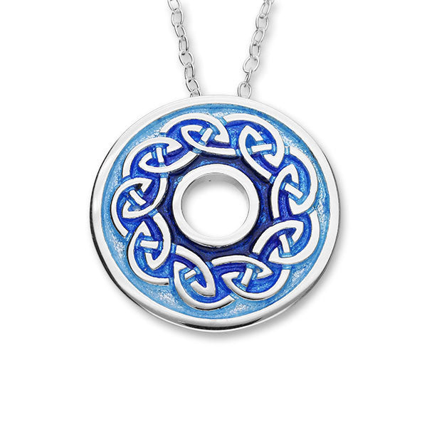 Round Celtic Knot Work Enamelled Sterling Silver Pendant Round Celtic Knot Work Enamelled Sterling Silver Pendant