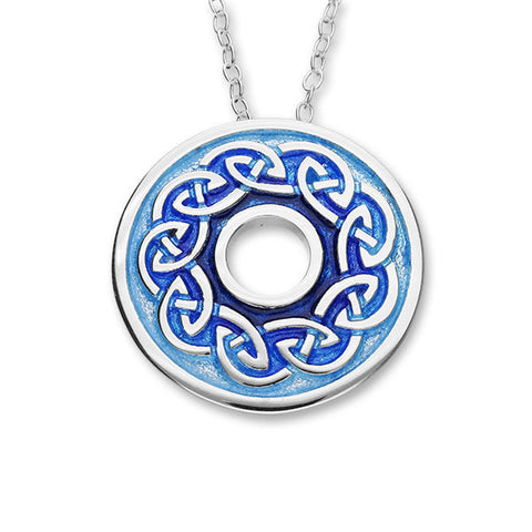 Round Celtic Knot Work Enamelled Sterling Silver Pendant