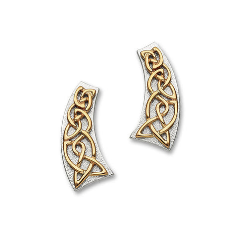 Celtic Knot Work Raised Earrings in Silver and Rose Gold Mix
