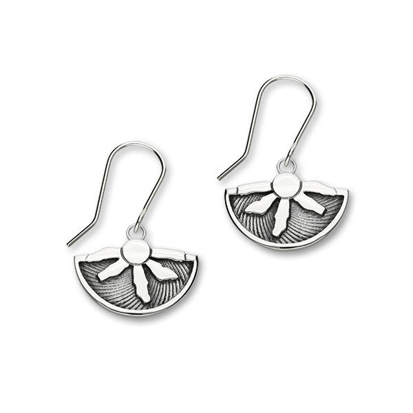 Ring of Brodgar Standing Stones Oxidised Sterling Silver fan Drop Earrings