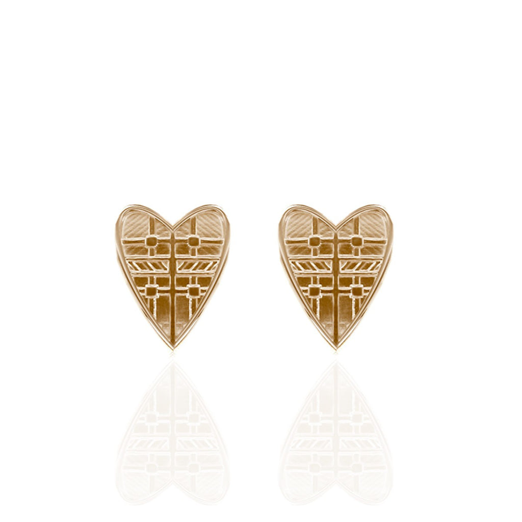 Tartan Studs in 9 ct Yellow Gold