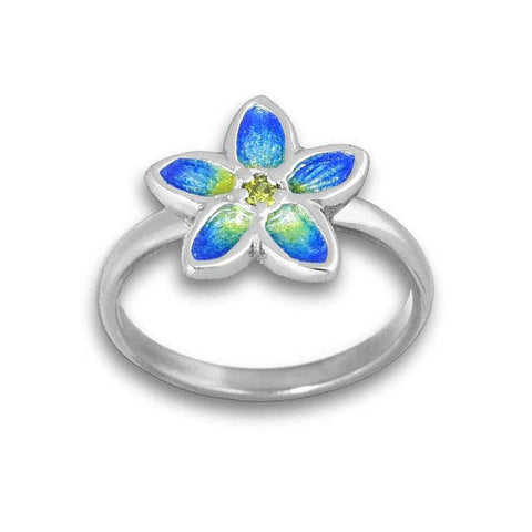 Yellow Cubic Zirconia Flower Ring In Silver