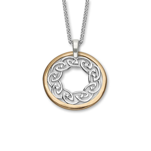 Large Celtic Knot Work Pendant in Silver and Rose Gold Mix Large Celtic Knot Work Pendant in Silver and Rose Gold Mix
