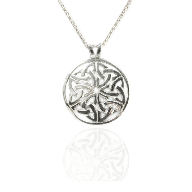 Celtic Knot Work Line of Life Silver Round Pendant