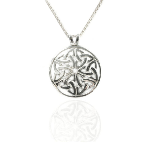 Celtic Knot Work Line of Life Silver Round Pendant