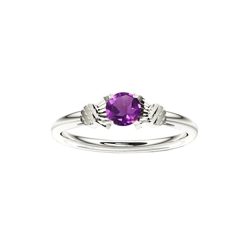 Dainty Scottish Thistle Ring with Amethyst