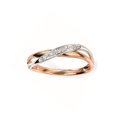 Diamond Twist Engagement Ring in White and Rose Gold