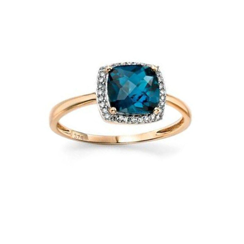 Diamond & London Blue Topaz Engagement Ring in Yellow Gold Diamond & London Blue Topaz Engagement Ring in Yellow Gold
