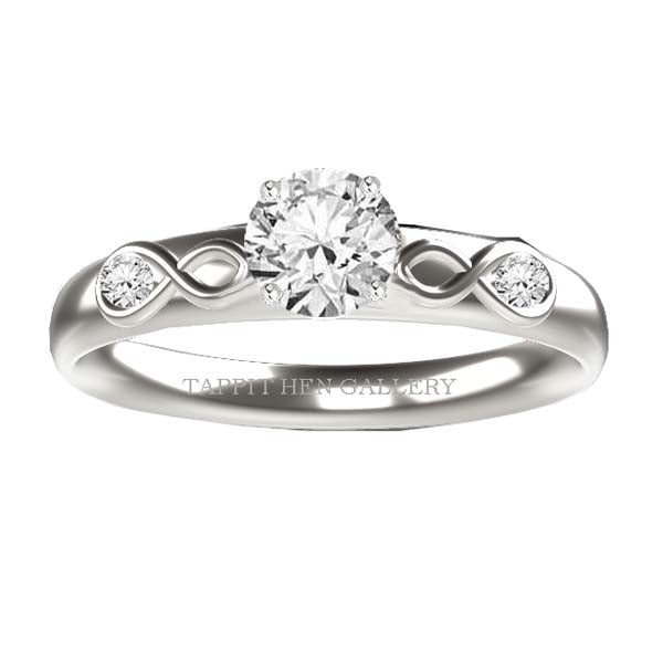SCOTTISH DIAMOND INFINITY ENGAGEMENT RING WITH INSET DIAMONDS SCOTTISH DIAMOND INFINITY ENGAGEMENT RING WITH INSET DIAMONDS