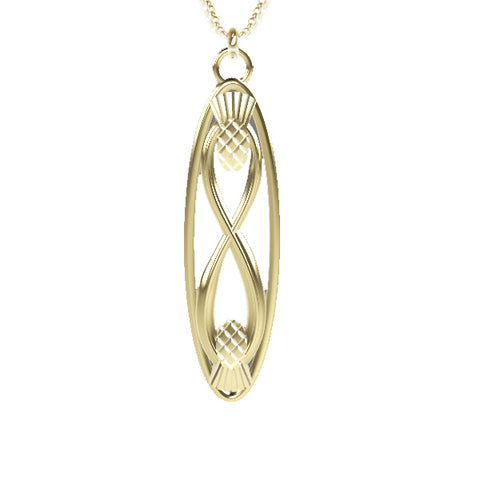 CELTIC INFINITY THISTLE LONG OVAL NECKLACE