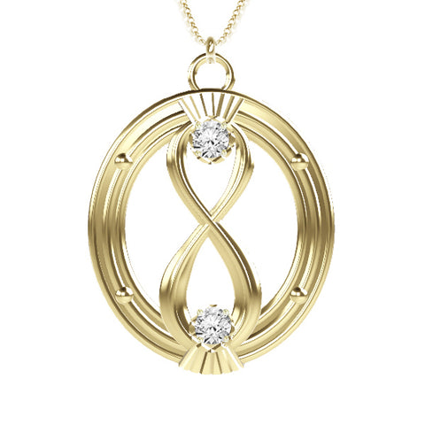 Celtic Infinity Thistle Oval Diamond Necklace