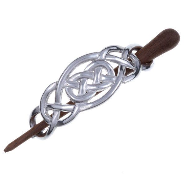 Celtic Open Knot Hair Slide In Pewter