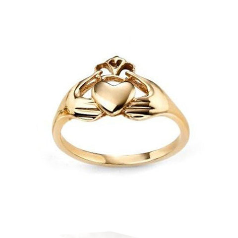 Claddagh Heart Ring with Crown in Yellow Gold