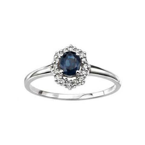 Diamond & Sapphire Engagement Ring in White Gold