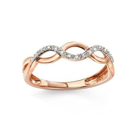 Diamond Pave Intertwined Ring in Rose Gold