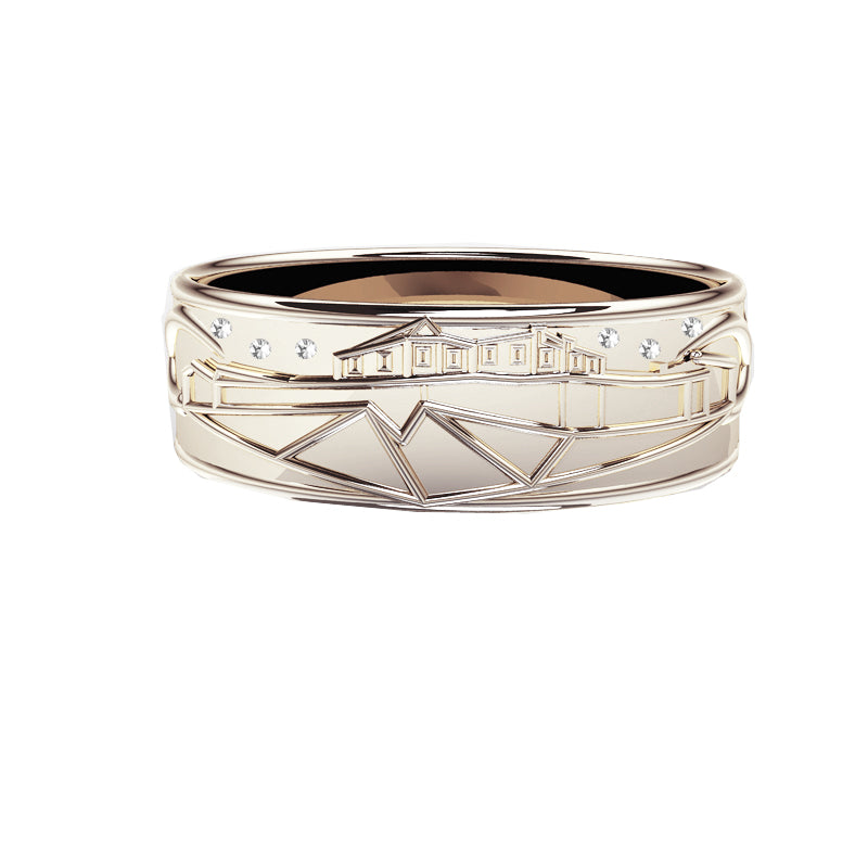 Edinburgh Castle Wedding Ring with Diamond Stars Edinburgh Castle Wedding Ring with Diamond Stars