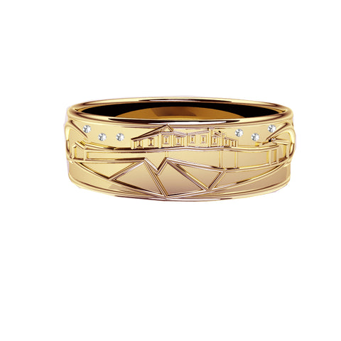 Edinburgh Castle Wedding Ring with Diamond Stars Edinburgh Castle Wedding Ring with Diamond Stars