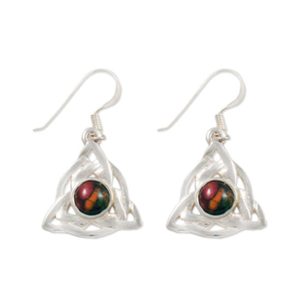 Heathergems Celtic Triangular Triskele Earrings In Silver