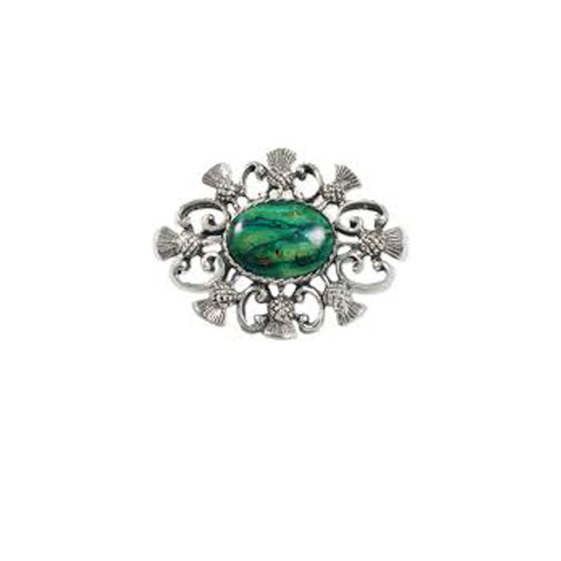 Heathergems Multi Thistle Brooch In Pewter Heathergems Multi Thistle Brooch In Pewter