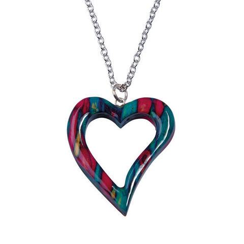Heathergems Quirky Open Heart Pendant Necklace In Silver