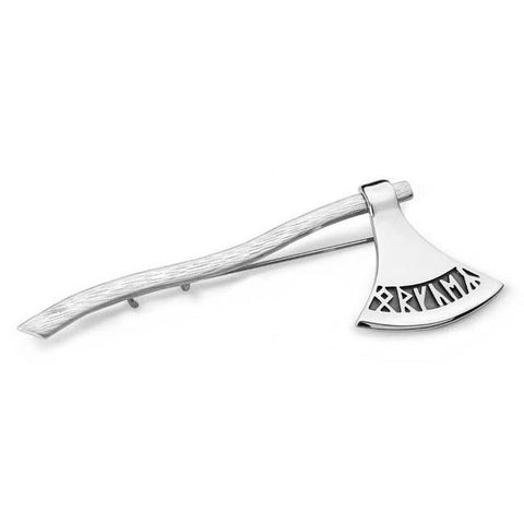 Large Orkney Runic Axe Kilt Pin In Silver