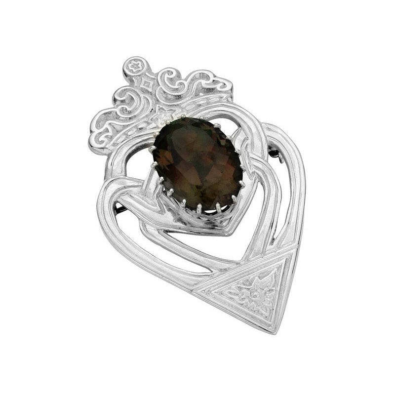 Luckenbooth Brooch with Smoky Quartz In Silver Luckenbooth Brooch with Smoky Quartz In Silver
