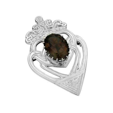 Luckenbooth Brooch with Smoky Quartz In Silver