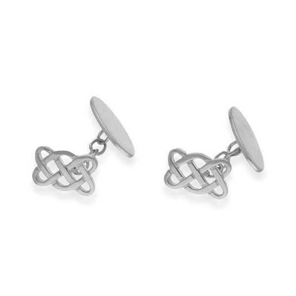 Rectangular Celtic Knotwork Cufflinks In Silver