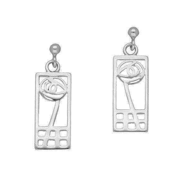 Rennie Mackintosh Classic Rose Rectangular Drop Earrings