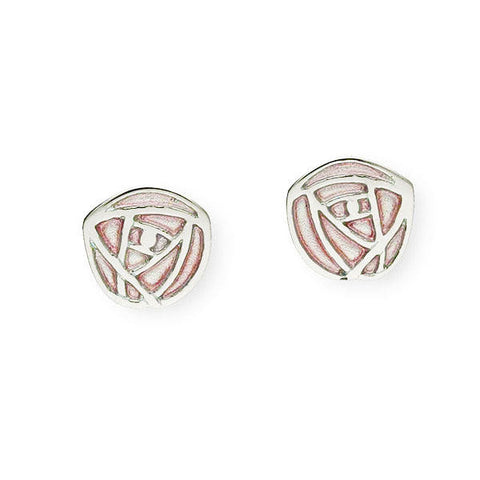 Rennie Mackintosh Pink Rose Stud Earrings in Silver