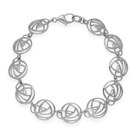 Rennie Mackintosh Round Link Rose Bracelet in Silver